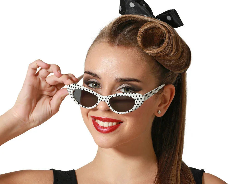 Gafas Años 50 Blancas de Lunares Negros COMPLEMENTOS Atosa