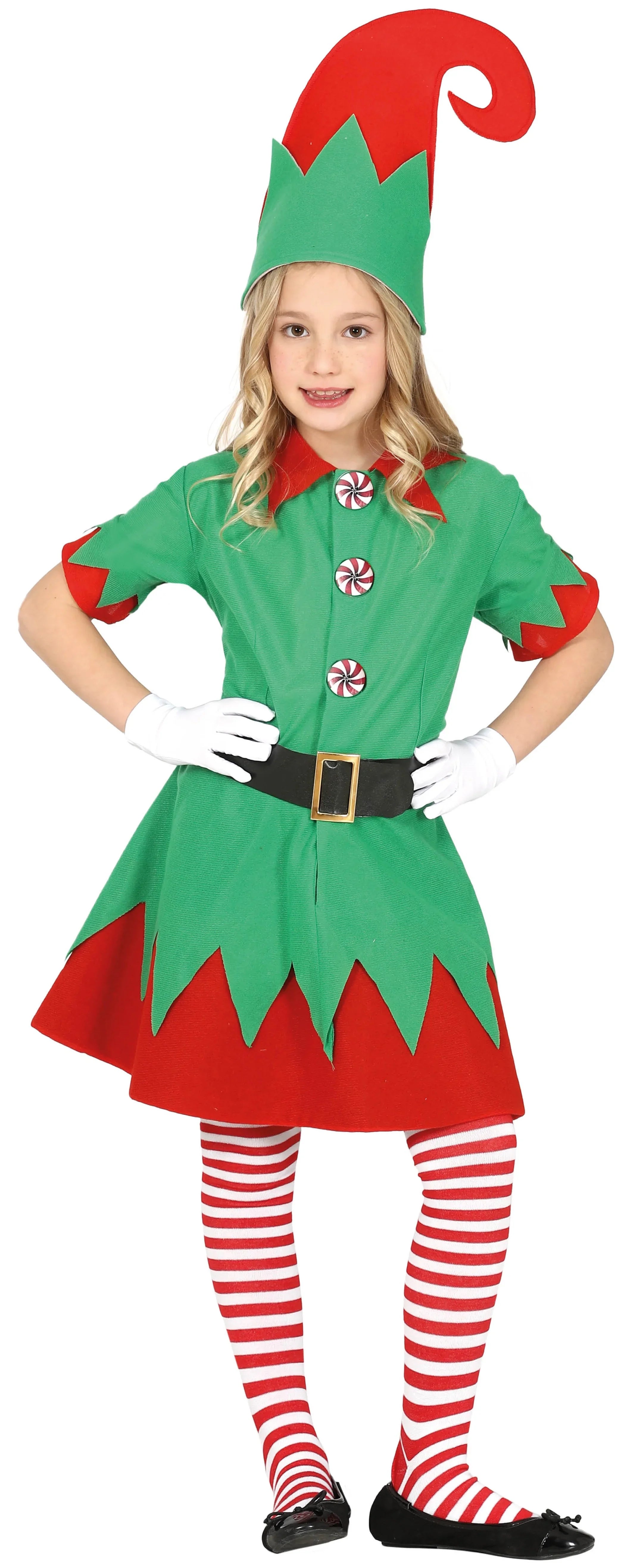 Disfraz de Elfa Navideña de Papá Noel para Niña Elfos Navideños Guirca