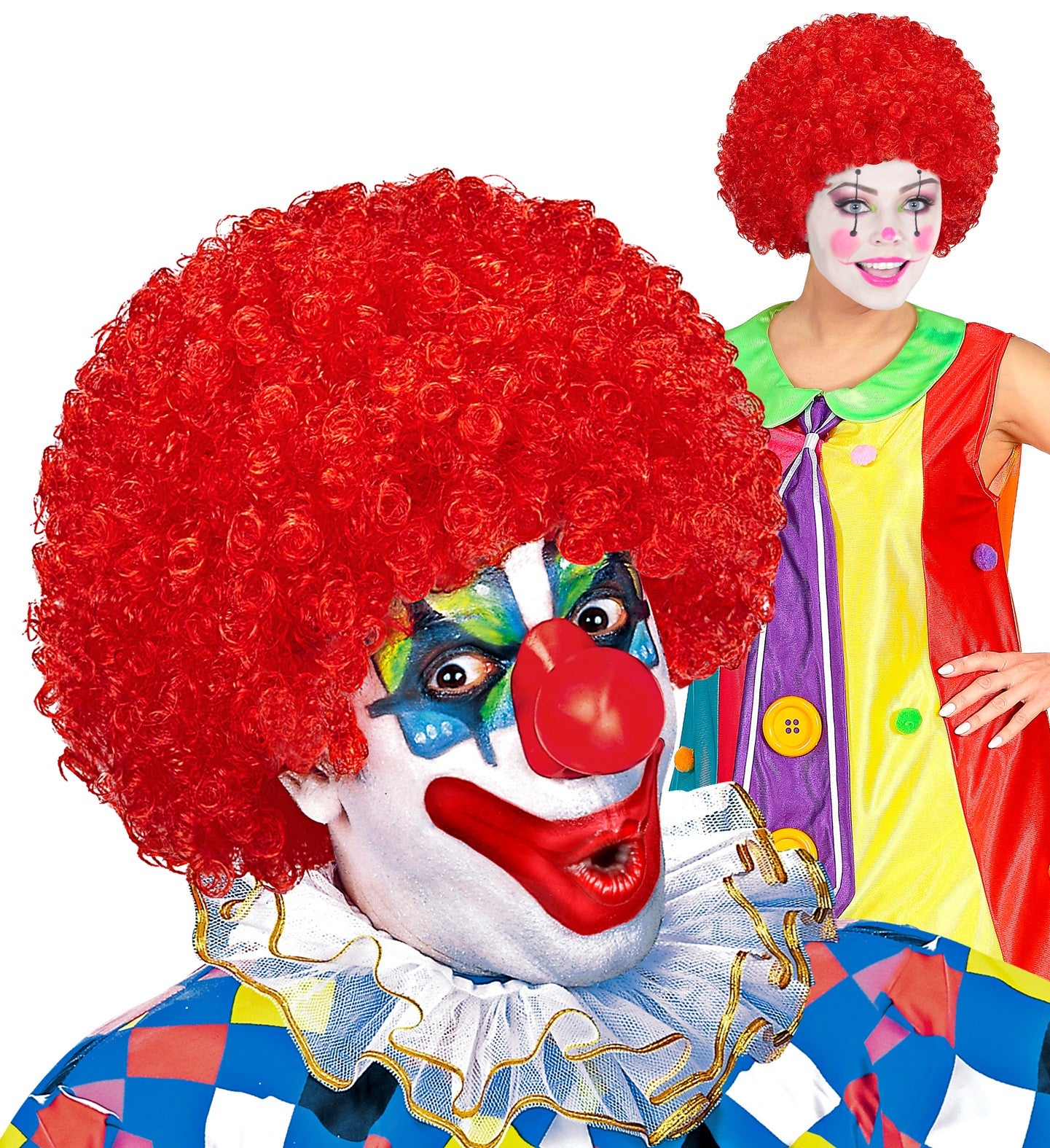 Peluca de Payaso Roja Rizada Complementos Payasos Widmann