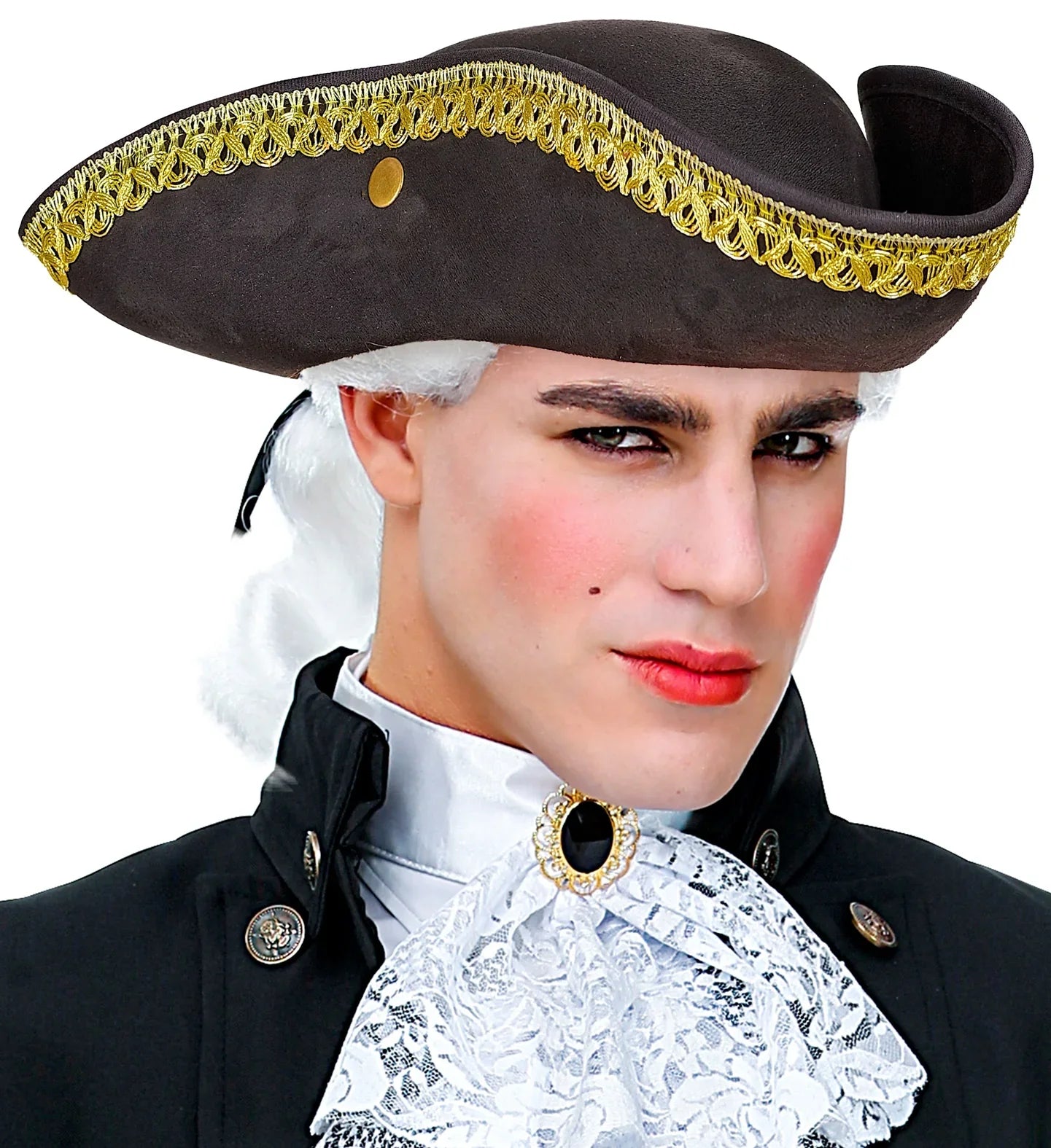 Sombrero Tricornio Elegante de Época en Color Negro Complementos Venecianos y de Época Widmann