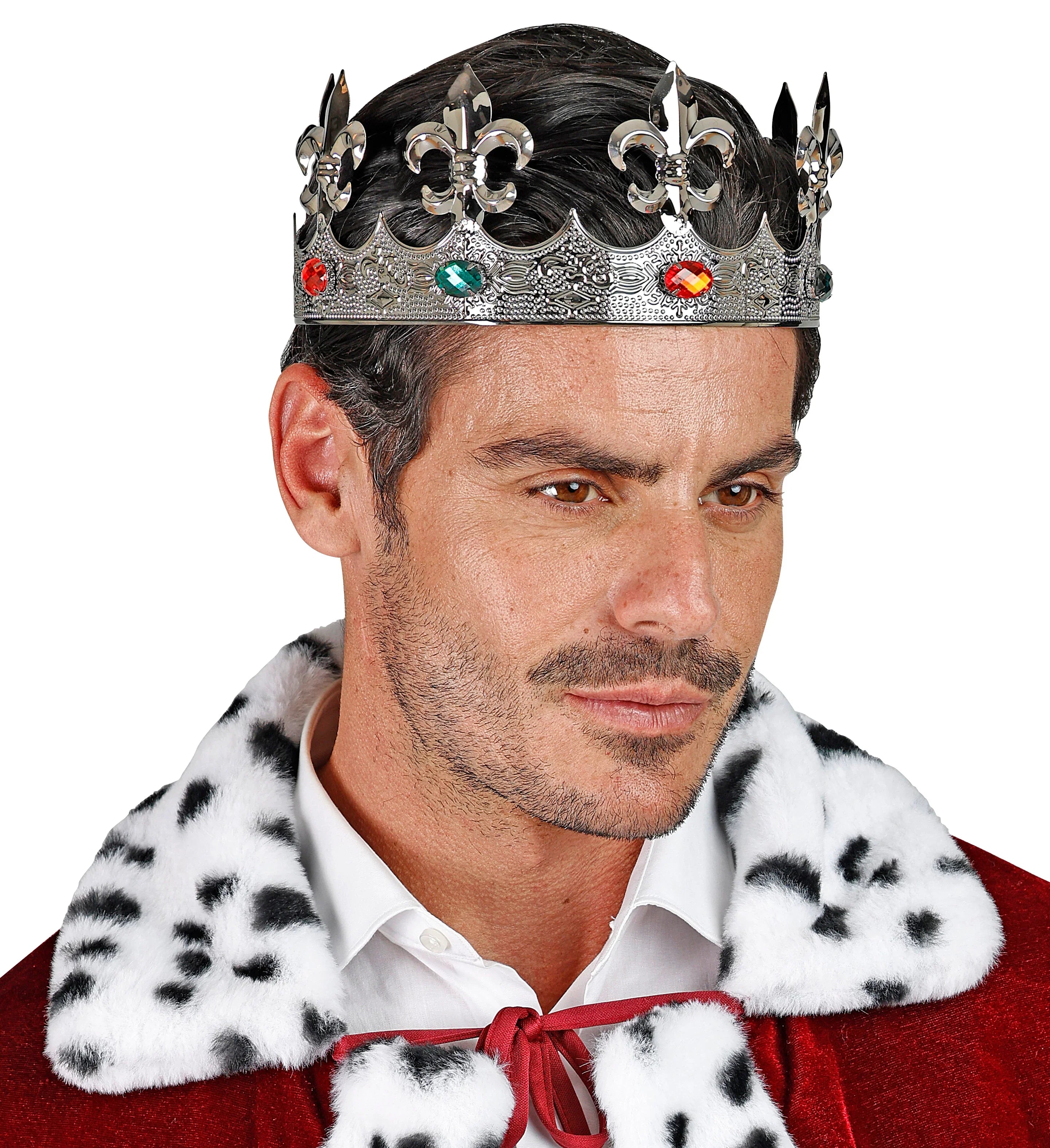 Corona de Rey Plateada de Metal con Pedrería Coronas y Tiaras Widmann