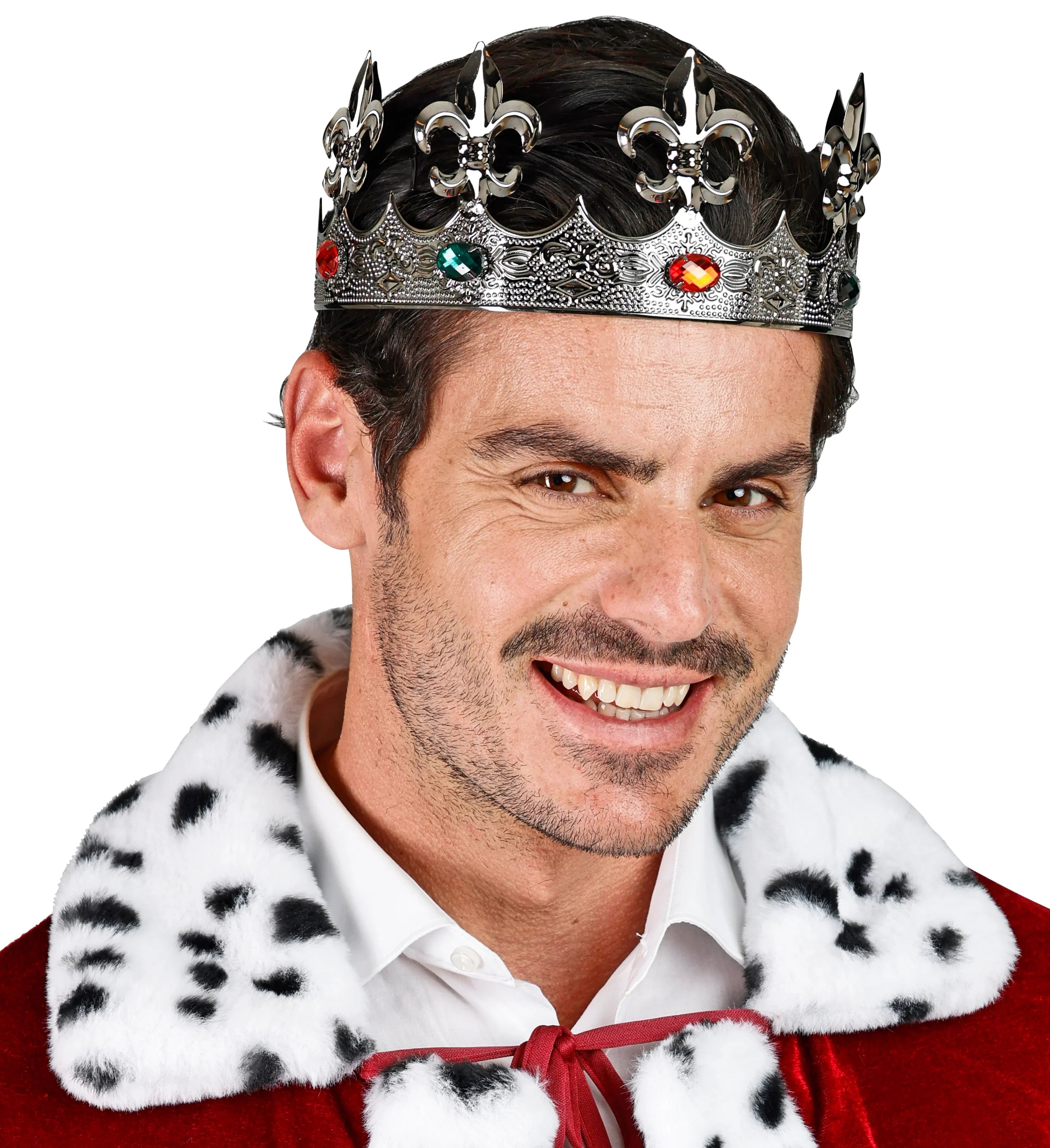 Corona de Rey Plateada de Metal con Pedrería Coronas y Tiaras Widmann