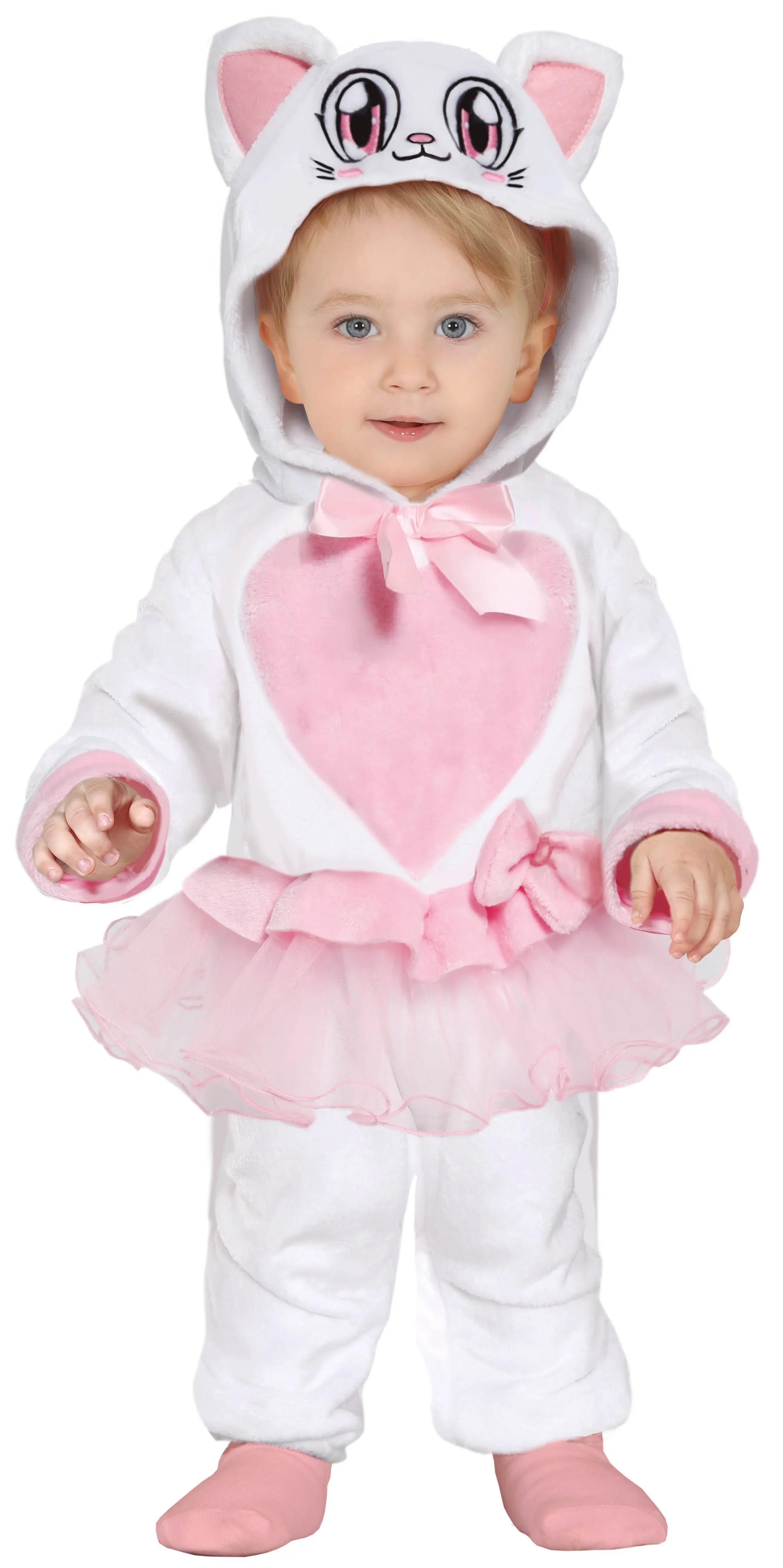 Disfraz de Gatita Blanca con Tutú Rosa para Bebé Gato Guirca