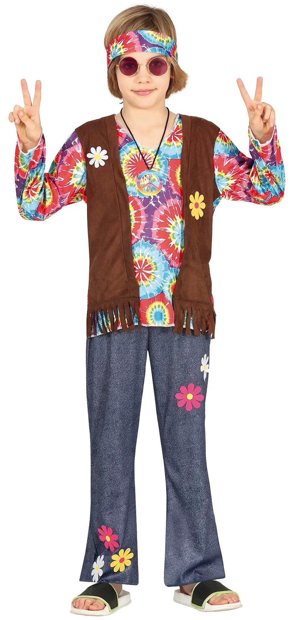 Disfraz de Hippie Floreado para Niño Hippies Infantiles Guirca