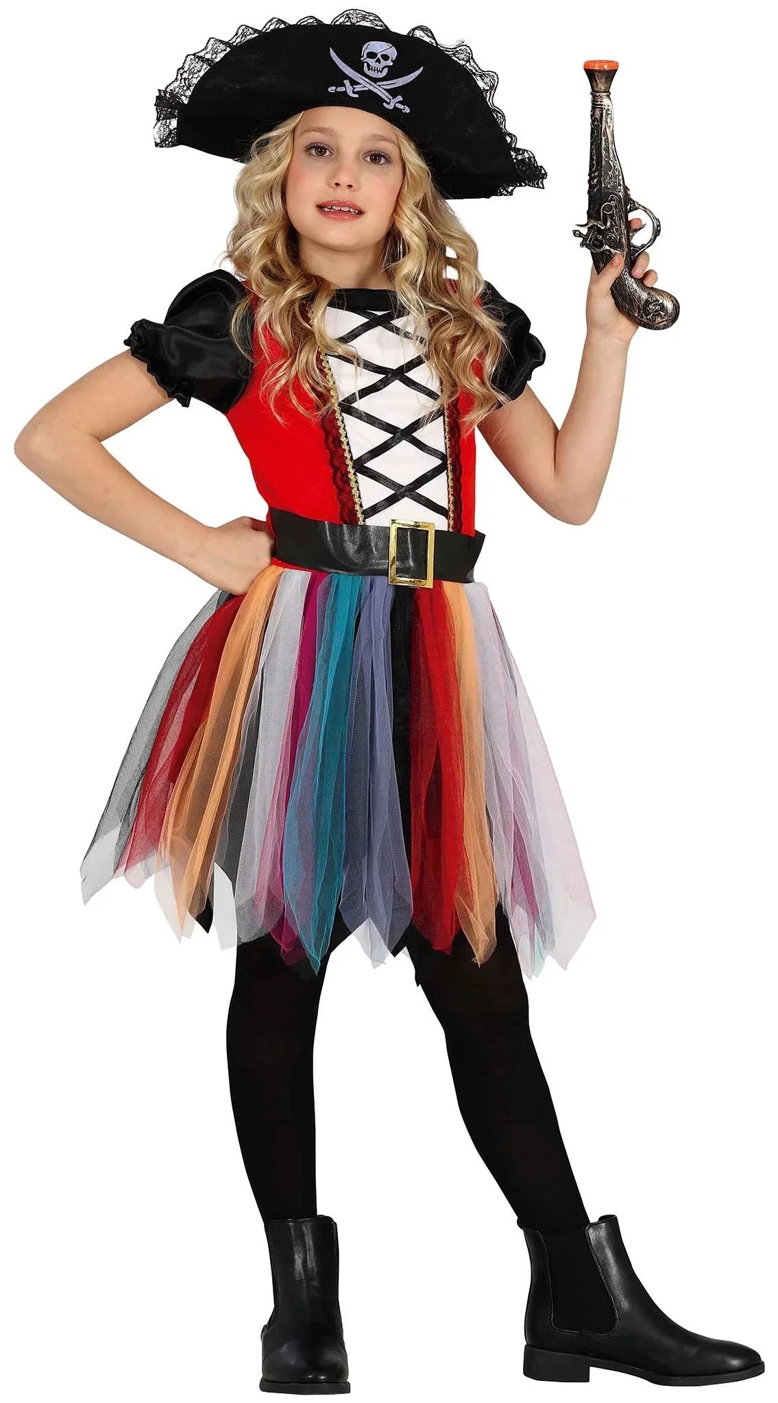 Disfraz de Pirata con Falda Multicolor para Niña Piratas Infantiles Guirca