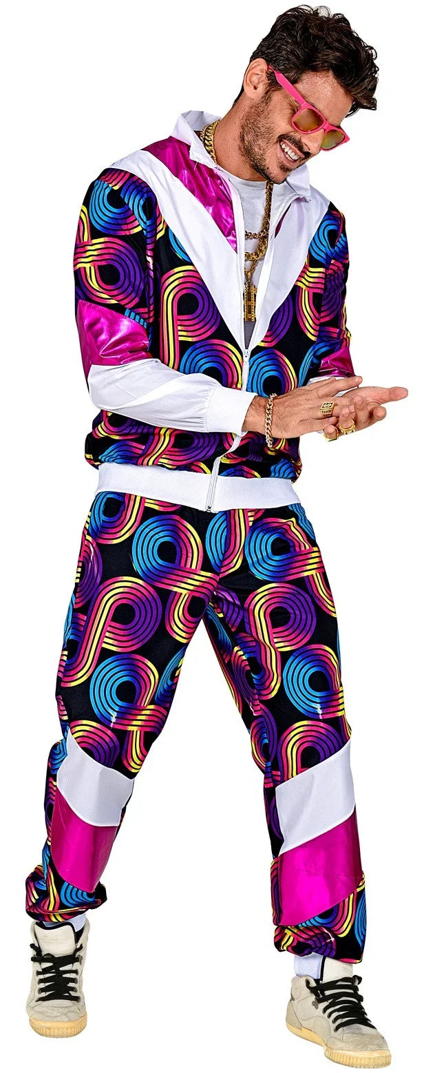Disfraz Chándal de Táctel de Estampado Ochentero para Adulto Chándales de Táctel Años 80 Widmann