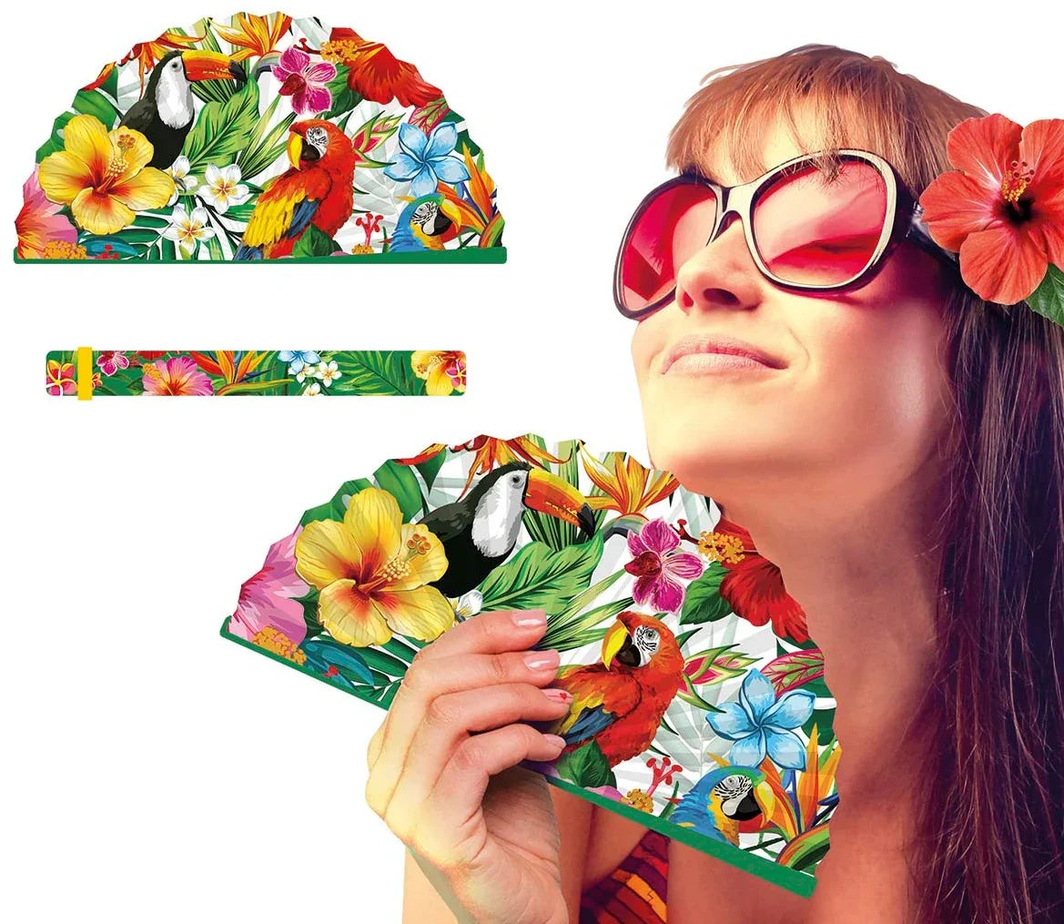 Abanico con Estampado Hawaiano Complementos Hawaianos Guirca