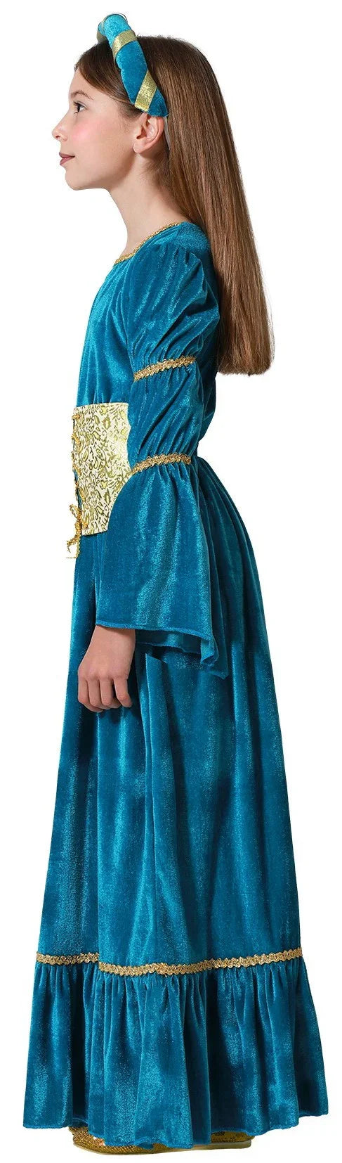 Disfraz de Doncella Medieval Azul para Niña Princesas y Damas Medievales Atosa