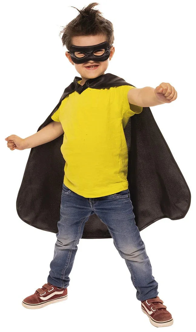 Kit de Superhéroe Negro Infantil con Antifaz y Capa Complementos Superhéroes Rubies