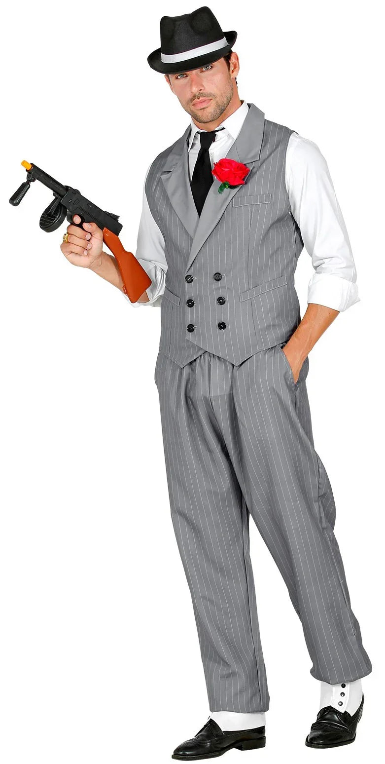 Disfraz de Gangster Gris con Chaleco para Hombre Gánster y Mafioso Widmann