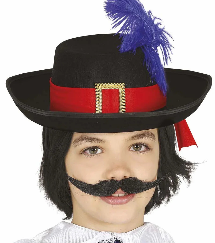 Sombrero de Mosquetero Rojo y Negro Infantil Complementos Mosqueteros Guirca