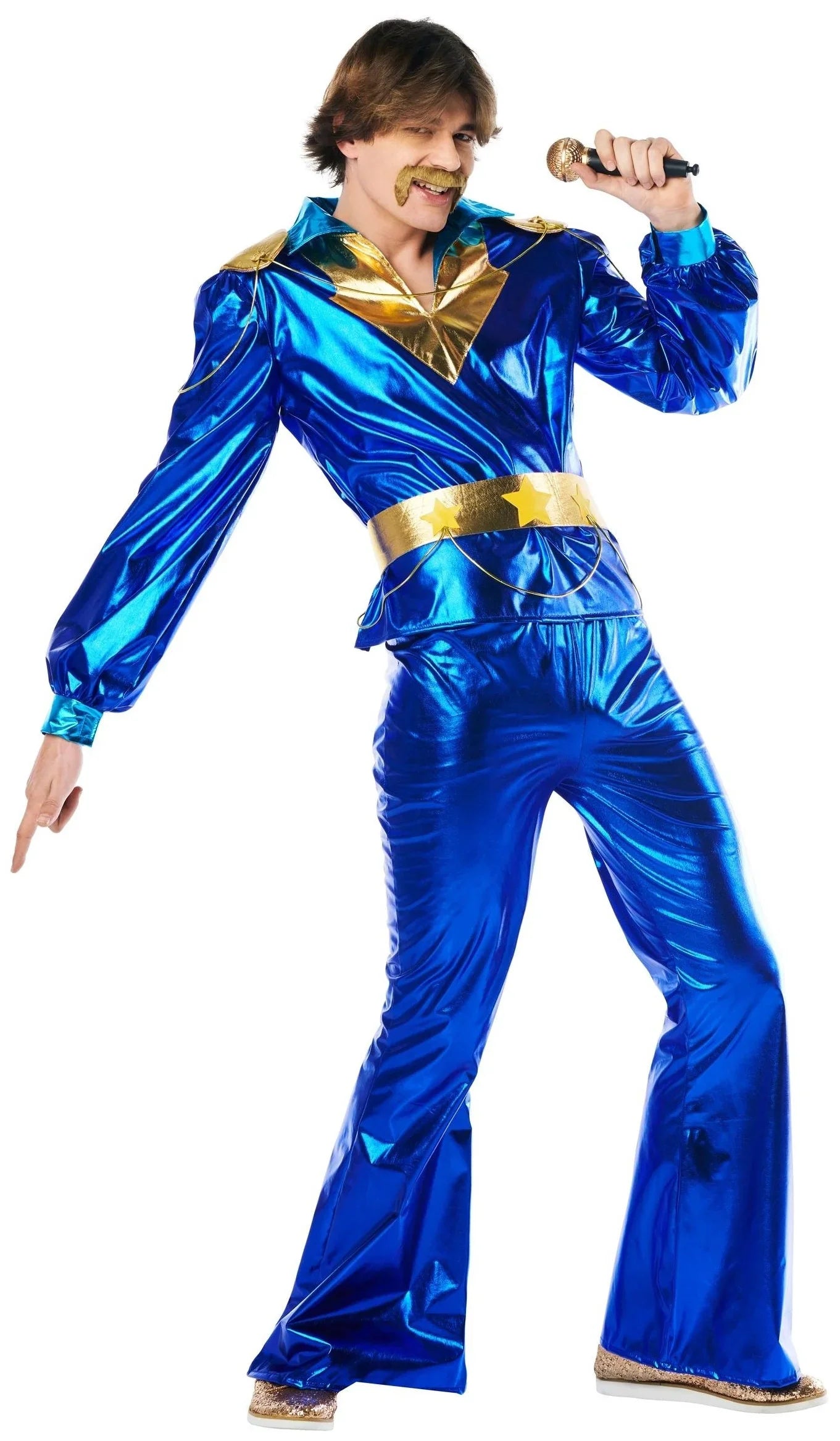 Disfraz Disco Años 70 Azul y Dorado para Hombre Comprar Online