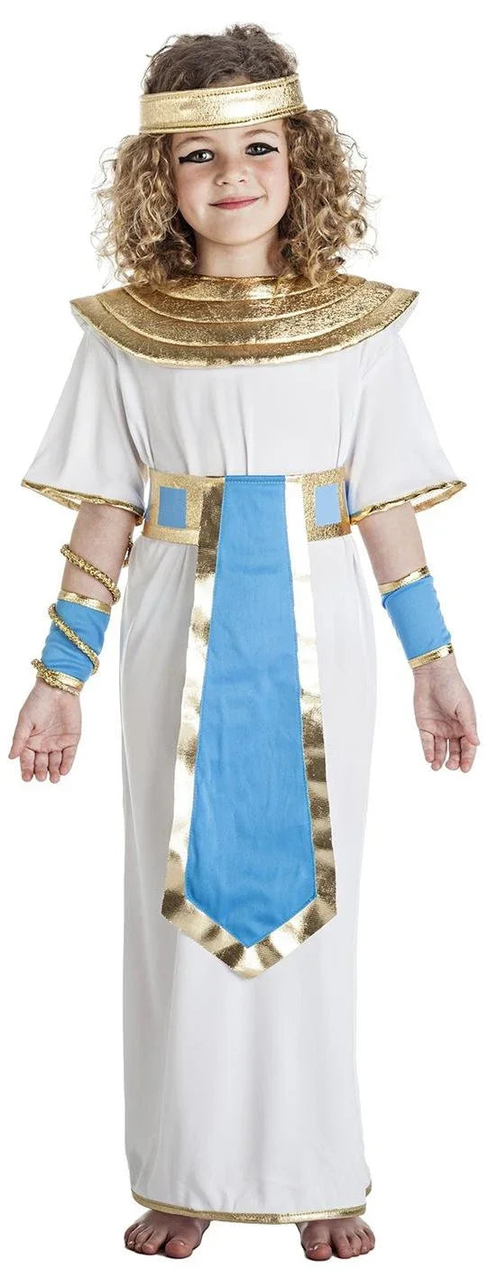 Disfraz de Cleopatra Dorado y Azul para Niña Egipcios Infantiles Kimokawaii