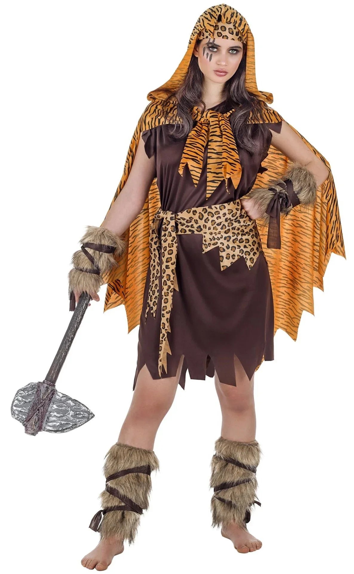 Disfraz de Cavernícola con Capa para Mujer Trogloditas y Cavernícola Kimokawaii
