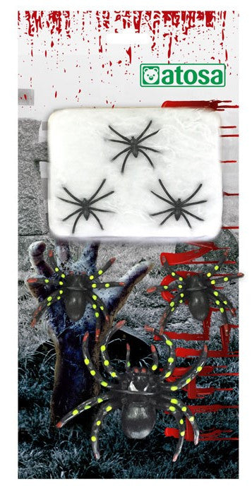 Telaraña con Arañas para Decoración de Halloween Arañas y Telarañas Atosa