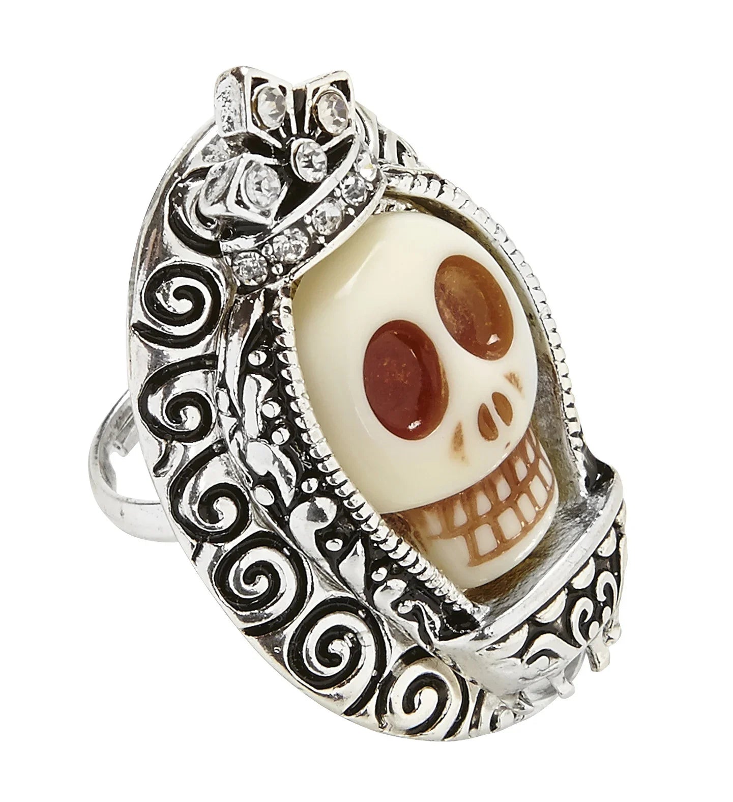 Anillo con Calavera Blanca y Strass Joyas y Bisutería Widmann