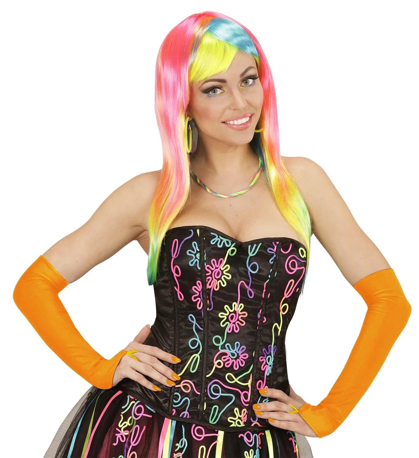 Guantes Naranja Neón Largos sin Dedos Guantes Widmann