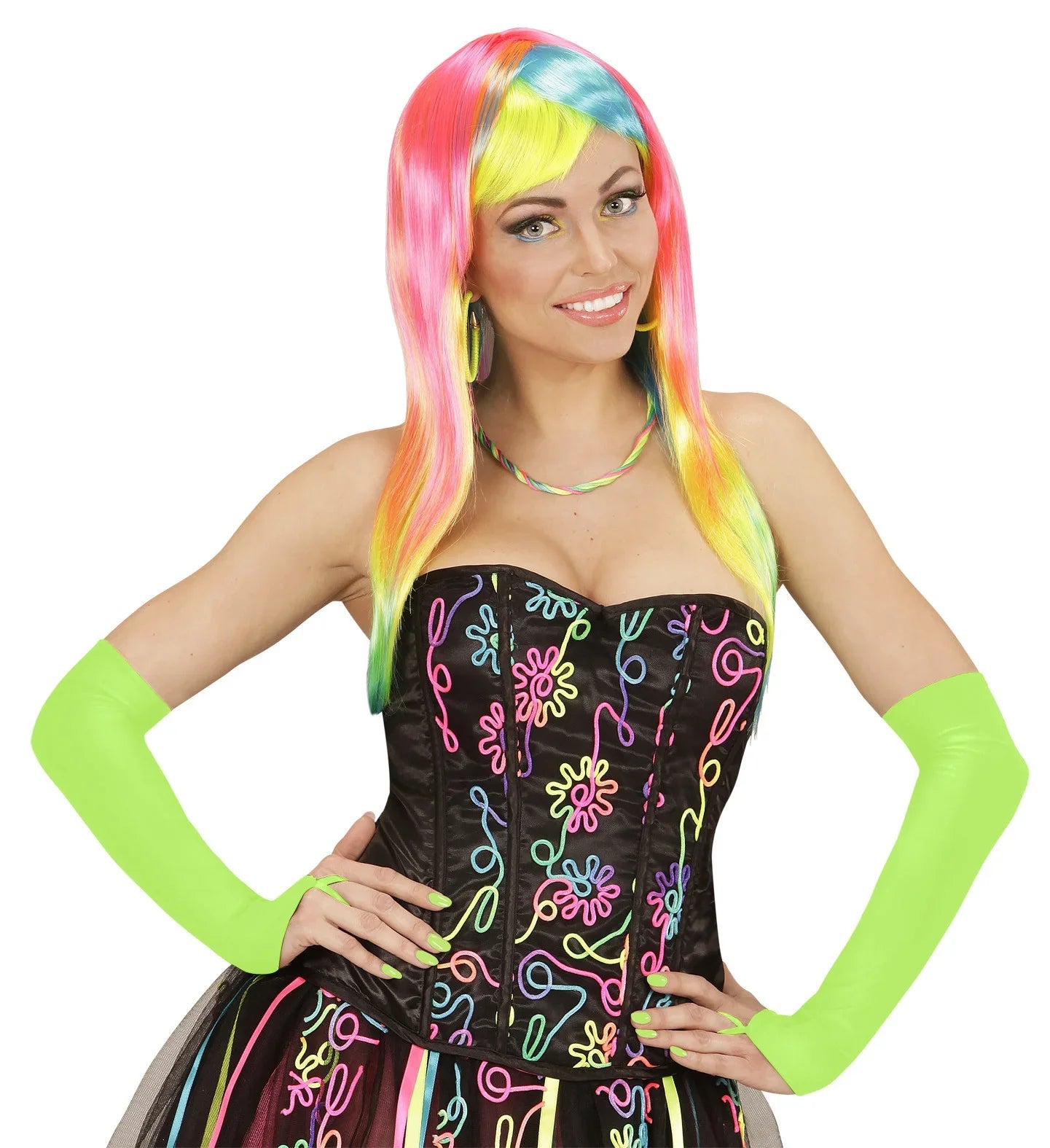 Guantes Verde Neón Largos sin Dedos Guantes Widmann