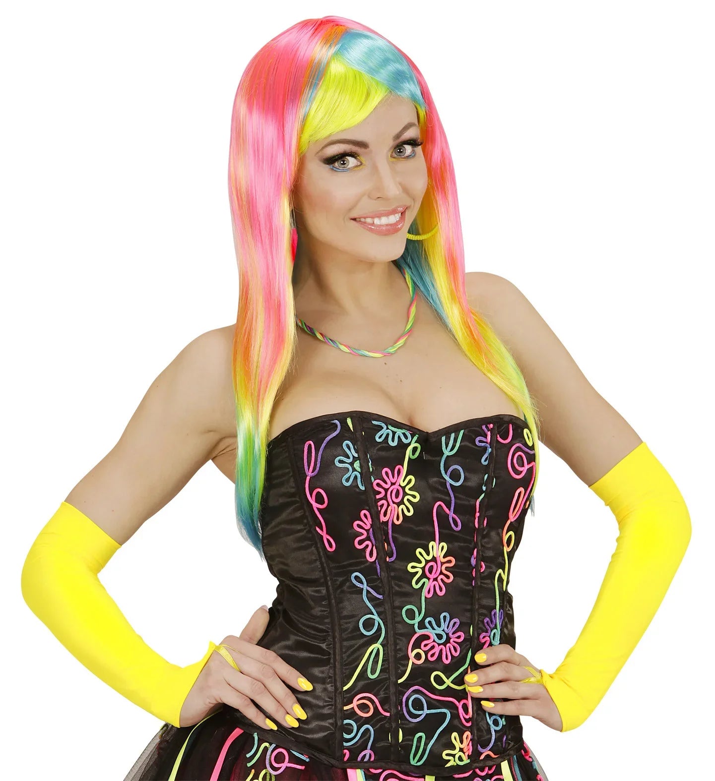 Guantes Amarillo Neón Largos sin Dedos Guantes Widmann