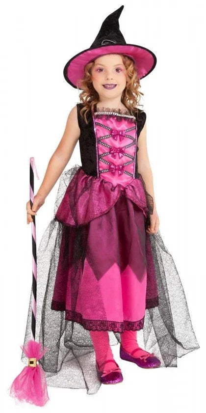 Disfraz de Bruja Coqueta Rosa para Niña Brujas Rubies