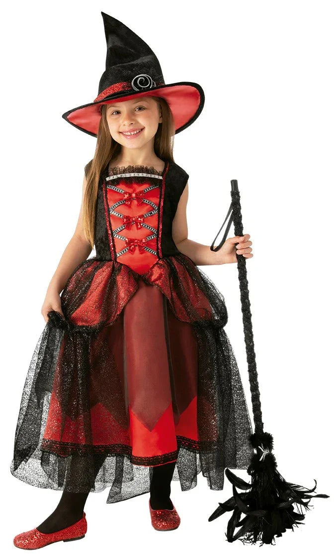 Disfraz de Bruja Coqueta Roja para Niña Brujas Rubies