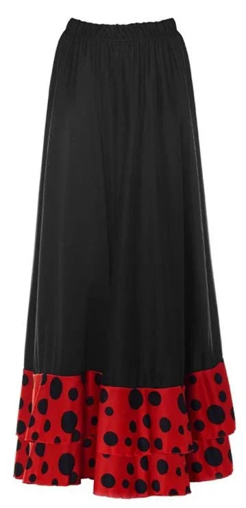 Falda de Sevillana Negra con Volantes Rojos para Mujer Sevillanas Partilandia