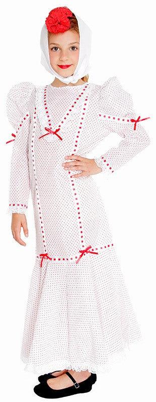 Disfraz de Chulapa Madrileña Blanca con Lunares para Niña Chulapos y Chulapas Infantiles Partilandia