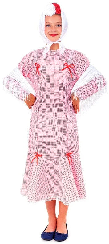 Disfraz de Chulapa Madrileña Blanca con Lunares Infantil Chulapos y Chulapas Infantiles Partilandia