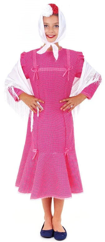 Costume da Chulapa bianco con piccoli pois rossi per bambina Costume da Chulapa bianco con piccoli pois rossi per bambina