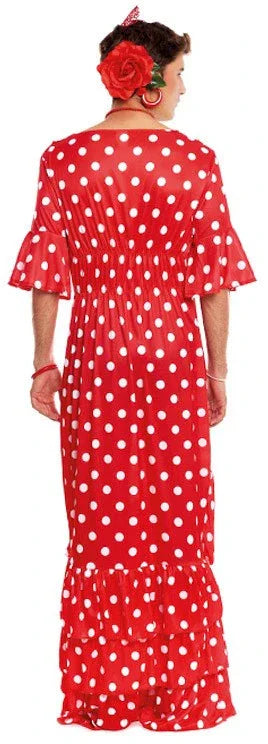 Disfraz de Flamenca Rojo con Lunares para Hombre Sevillanas Partilandia
