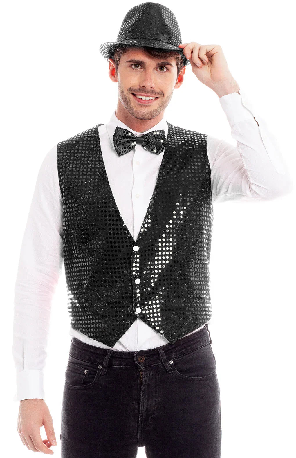 Chaleco de Lentejuelas Negro para Hombre Chalecos Partilandia