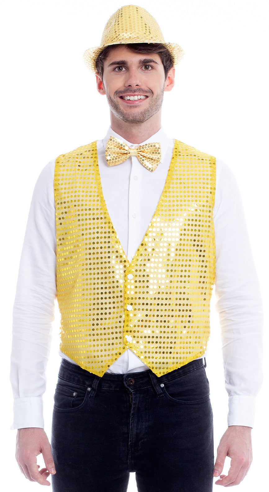 Chaleco Dorado de Lentejuelas para Hombre Chalecos Partilandia