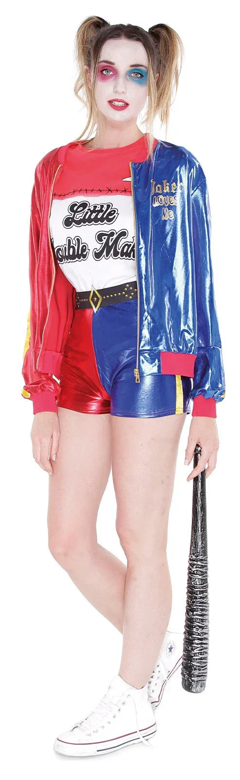 Disfraz de Harley Villana con Chaqueta para Mujer Harley Quinn Partilandia