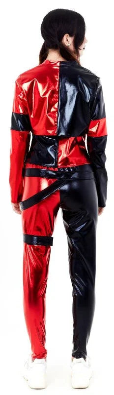 Disfraz de Harley Villana Rojo y Negro para Mujer Harley Quinn Partilandia