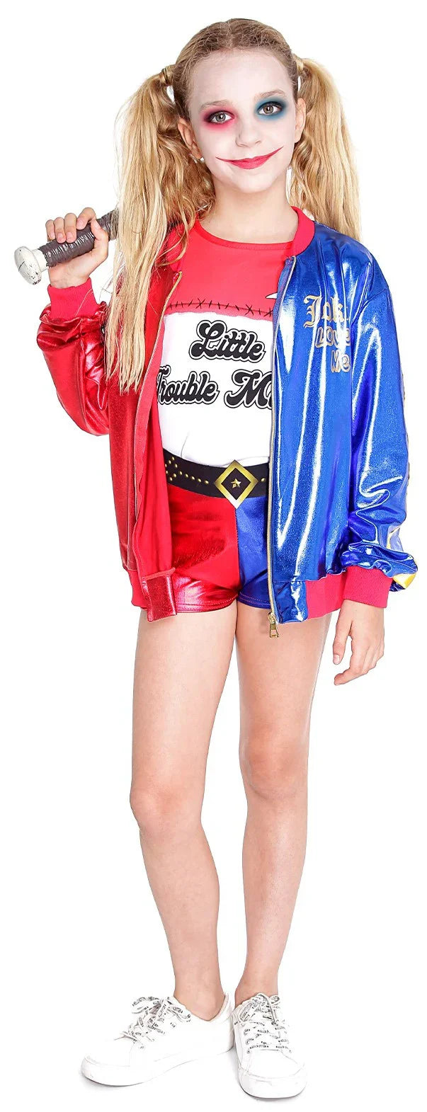 Disfraz de Harley Villana con Chaqueta para Niña Harley Quinn Partilandia