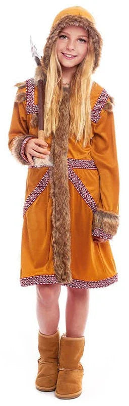 Disfraz de Esquimal del Polo Norte Marrón para Niña Esquimales Infantiles Partilandia