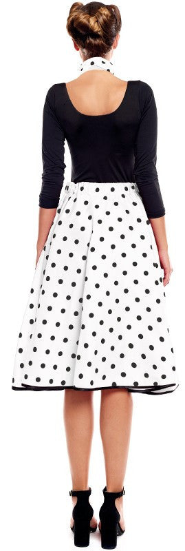 Falda Años 50 Blanca con Lunares Negros para Mujer Grease y Años 40 - 50 Partilandia
