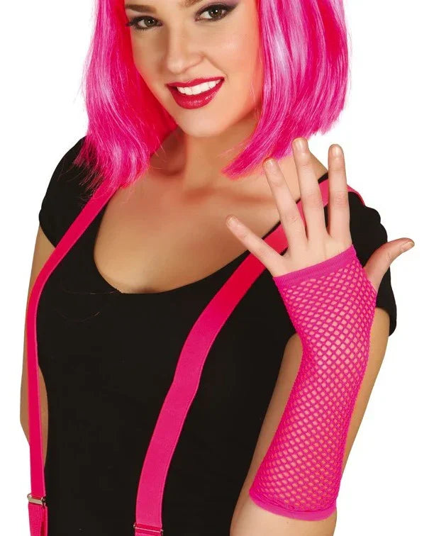 Guantes Rosas de Rejilla Largos sin Dedos Guantes Guirca