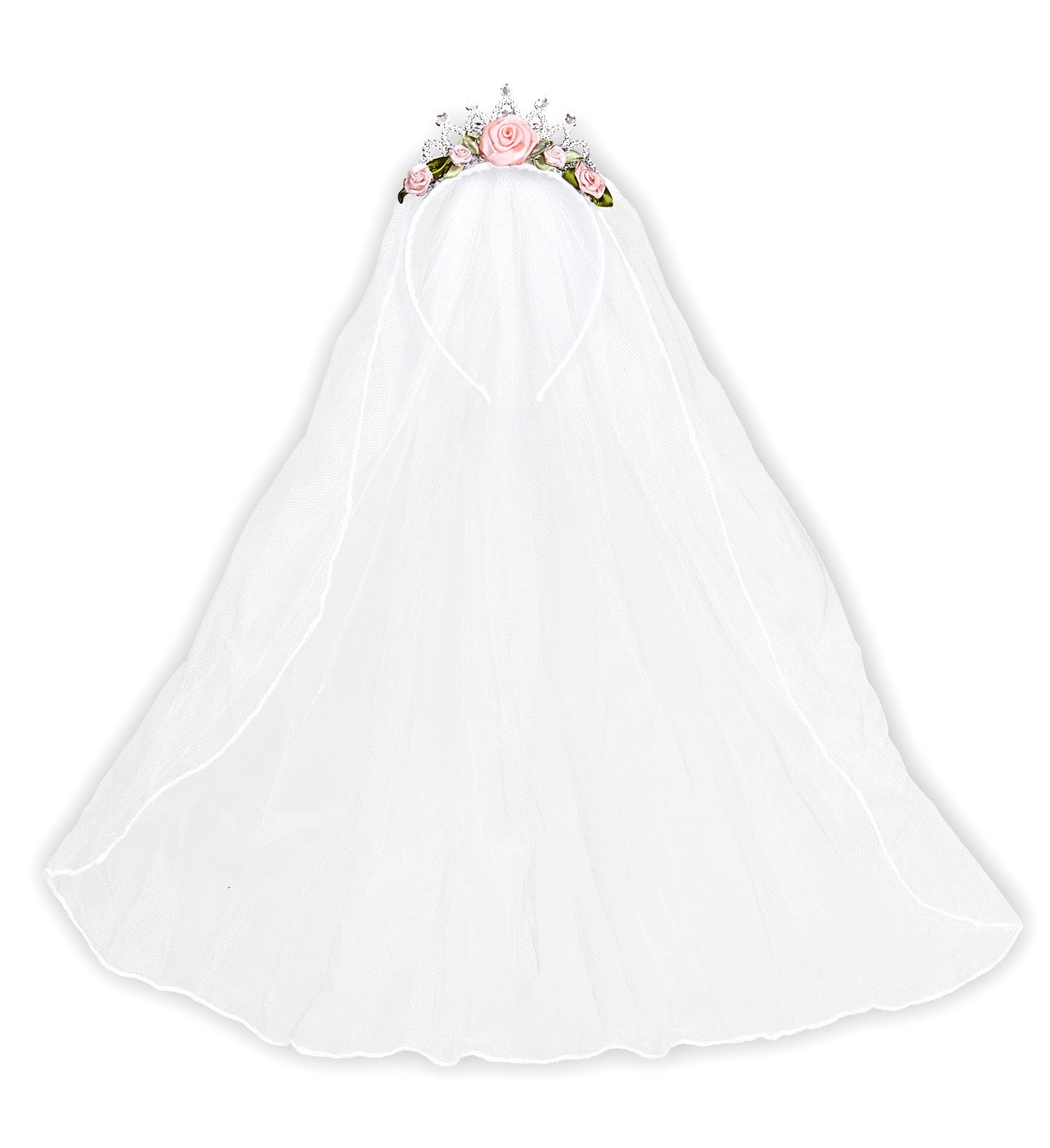 Tiara de Novia con Rosas y Pedrería con Velo Blanco Coronas y Tiaras Widmann