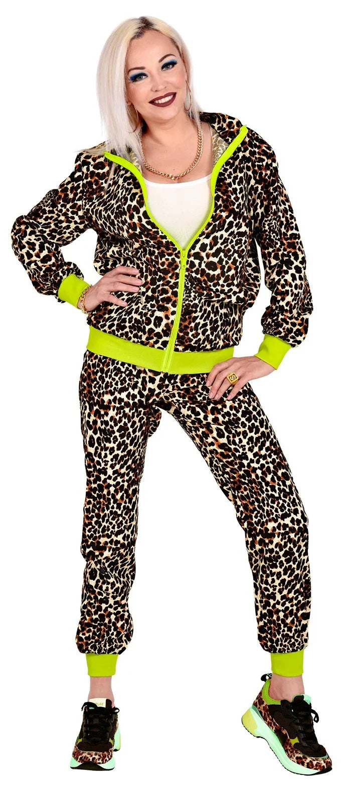 Disfraz Chándal Años 80 de Leopardo para Adulto Chándales de Táctel Años 80 Widmann