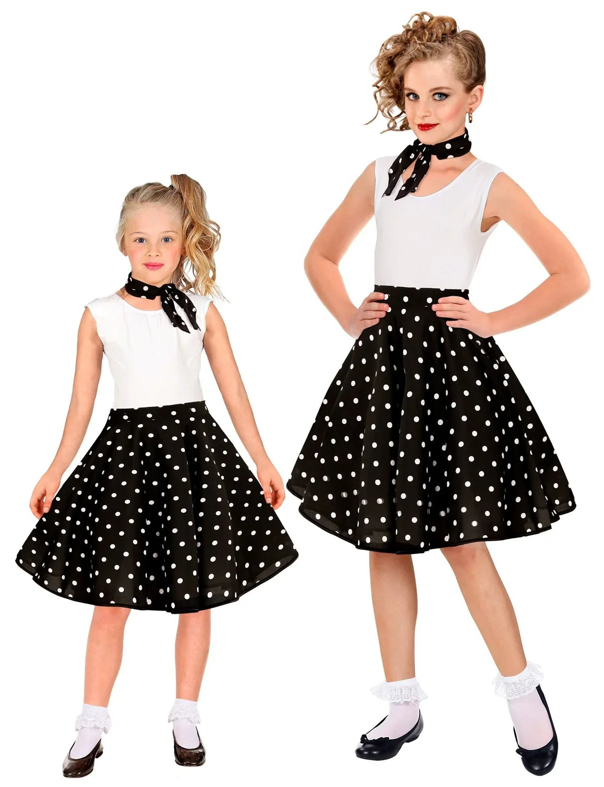 Falda de Lunares Años 50 Negra para Niña Grease y Años 40-50 Infantiles Widmann