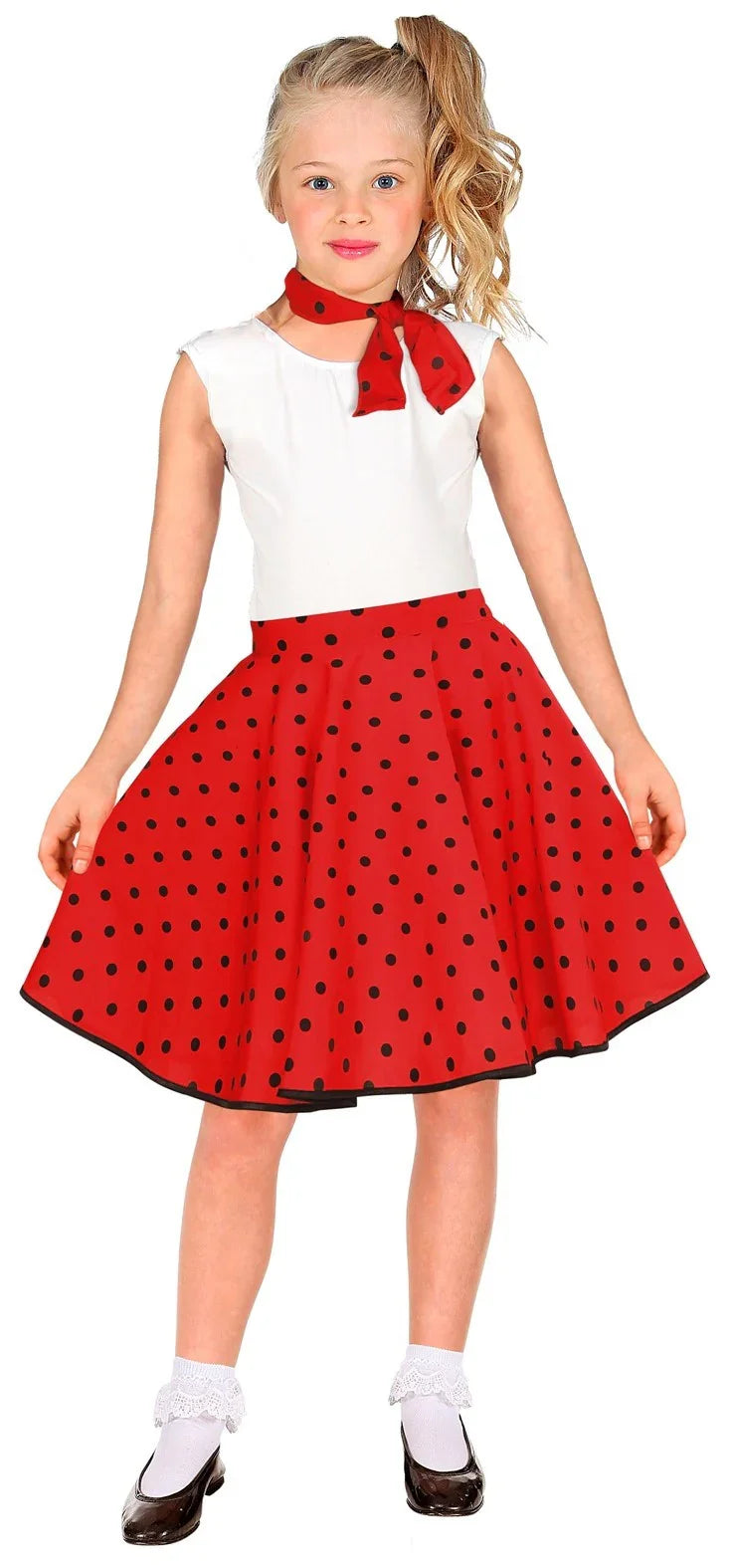 Falda de Lunares Años 50 Roja para Niña Grease y Años 40-50 Infantiles Widmann