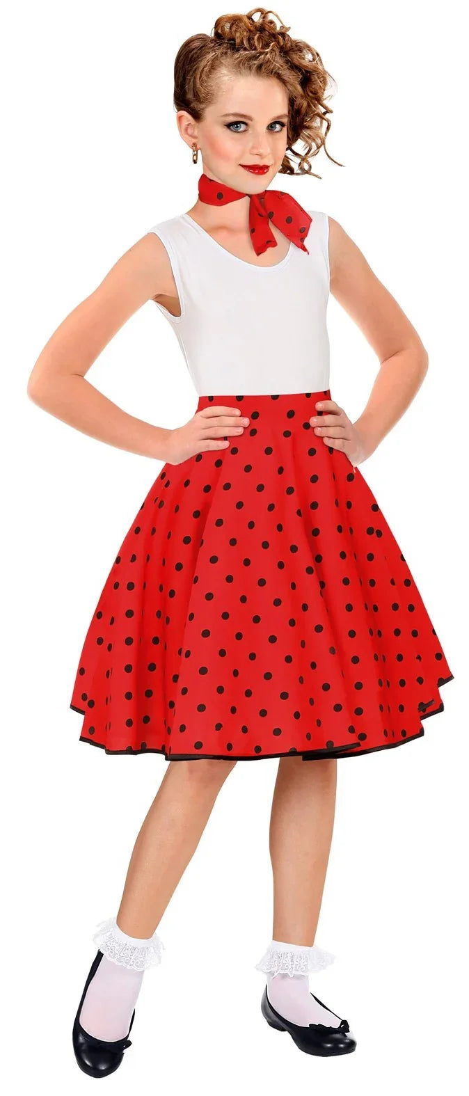 Falda de Lunares Años 50 Roja para Niña Grease y Años 40-50 Infantiles Widmann