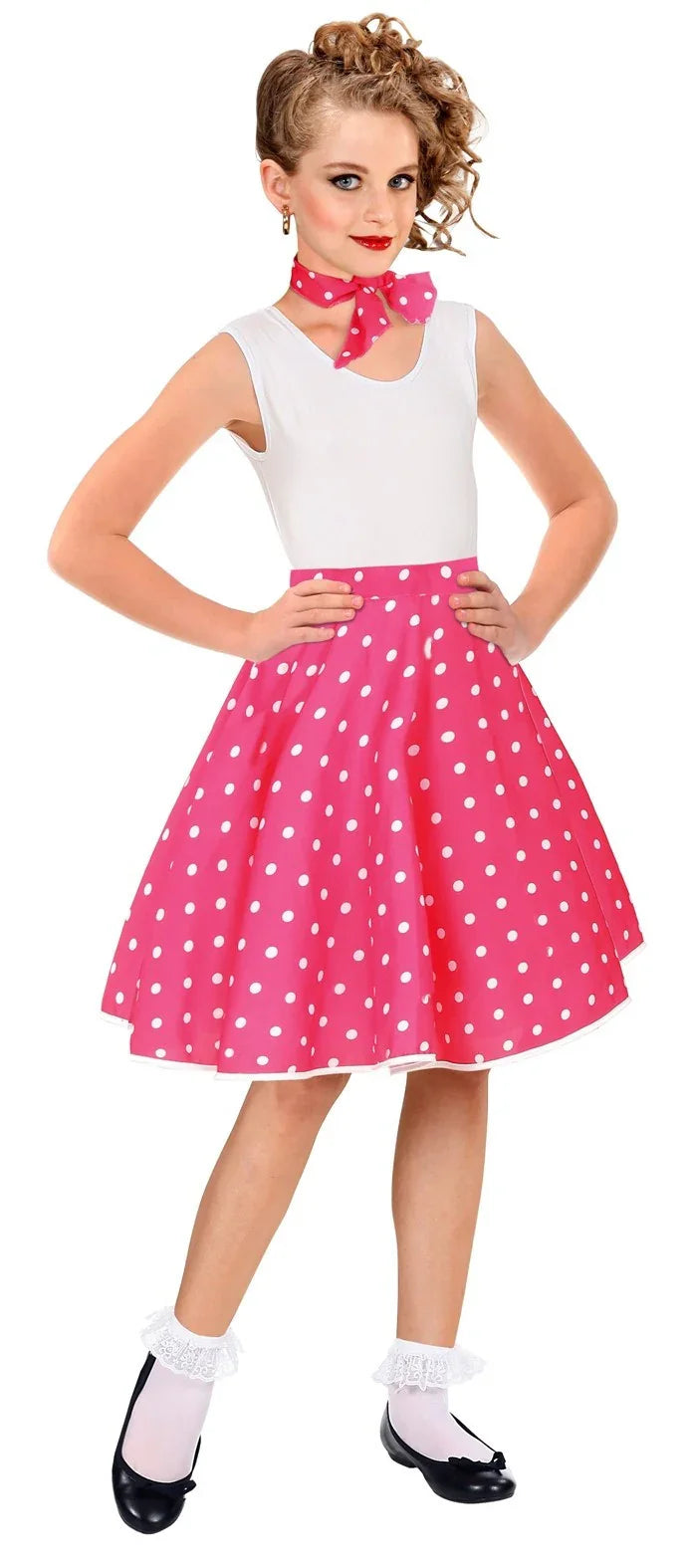 Falda de Lunares Años 50 Rosa para Niña Grease y Años 40-50 Infantiles Widmann