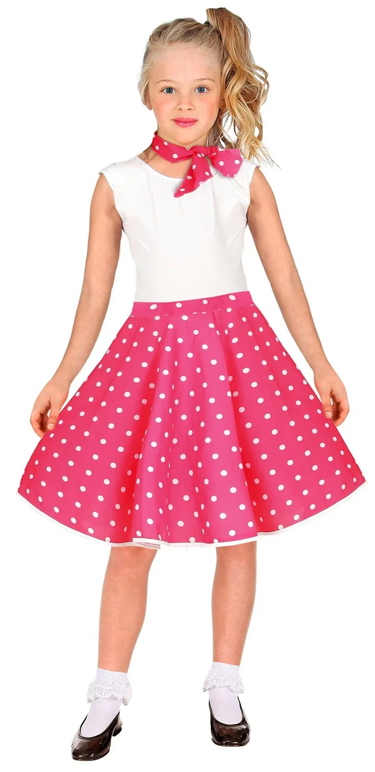 Falda de Lunares Años 50 Rosa para Niña Grease y Años 40-50 Infantiles Widmann