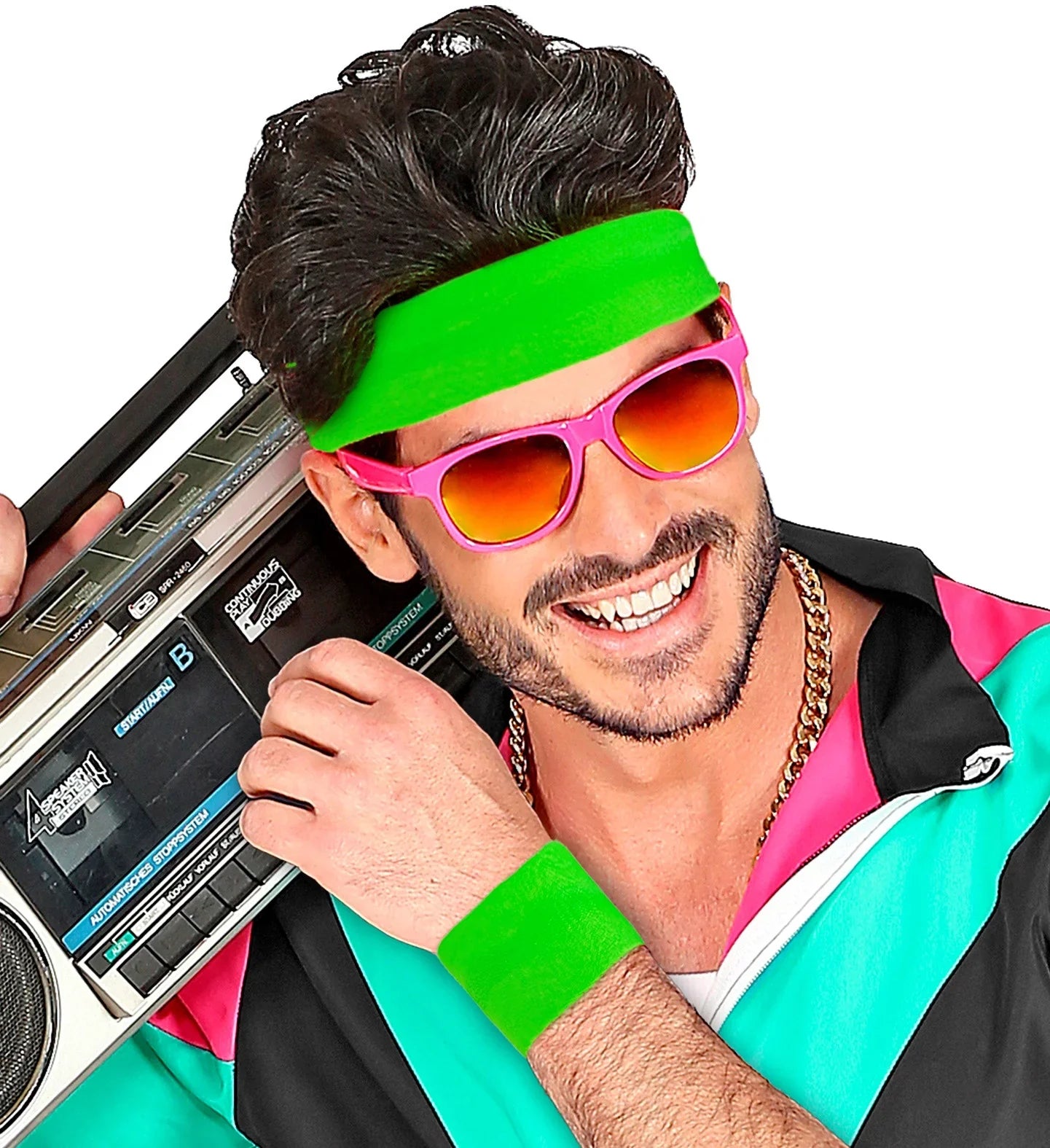 Muñequeras Verdes Neón Años 80 Años 80 Widmann