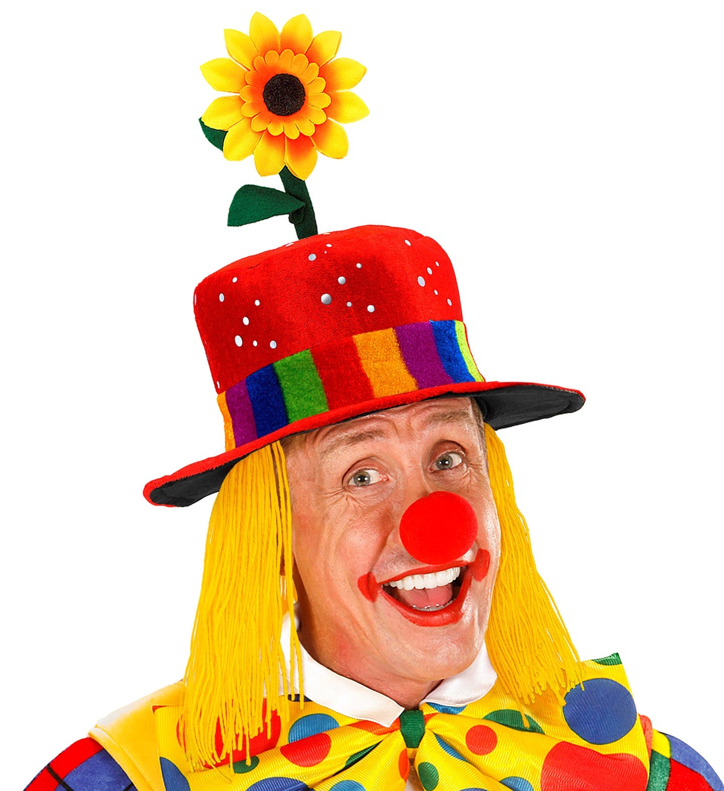 Sombrero de Payaso con Girasol y Pelo Amarillo Gorros de Payaso Widmann