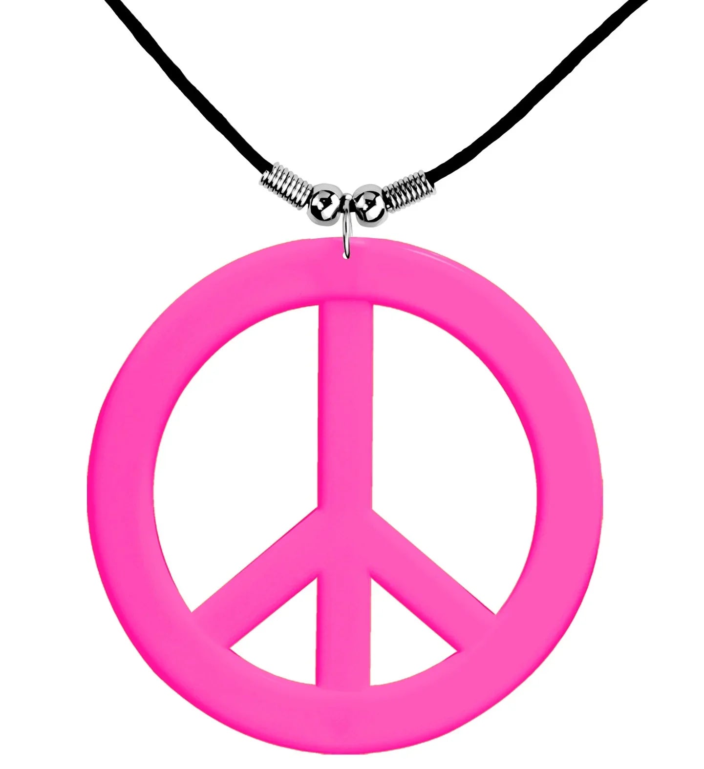 Colgante Hippie Rosa Neón con el Símbolo de la Paz Complementos Hippies Widmann