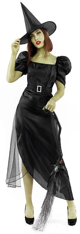 Disfraz de Bruja Negra de Manga Corta para Mujer Brujas Partilandia