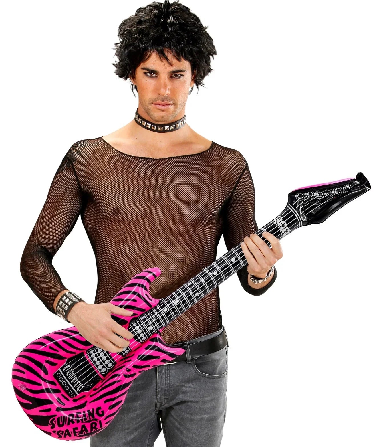 Guitarra Eléctrica Hinchable de Cebra Rosa Complementos Rockeros y Moteros Widmann